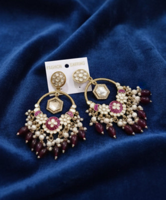 DHVANI A Portrait of Traditional Elegance Beads Alloy Chandbali Earring