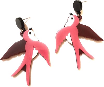 Evince MODE Funky acrylic pink bird earrings . Valentine , Christmas , Birthday gift. Acrylic Drops & Danglers