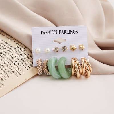FFSTYLE Fashion Gold Plated Combo Letest Jewellery Collection Earring For Women Pearl Alloy Drops & Danglers, Earring Set, Stud Earring, Hoop Earring, Hoop Earring