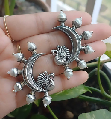 R S COLLECTION Peacock motife earcuff / half kaan earrings Brass Stud Earring, Cuff Earring, Earring Set