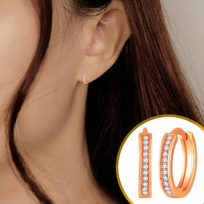 THANU'S CRAFT Gold Plated Elegant Piercing Hoop Ear Earring Ring Studs Kaan Ki Bali White Zircon Metal Hoop Earring