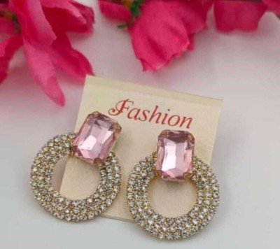 rahigold Rahigold silver Earrings pink colour Crystal, Diamond Brass Stud Earring