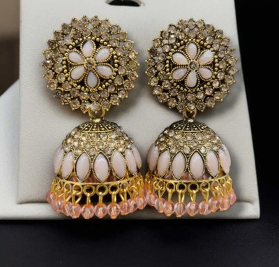 maanya Wedding Traditional Jhumka earrings for girls women Crystal Alloy Jhumki Earring