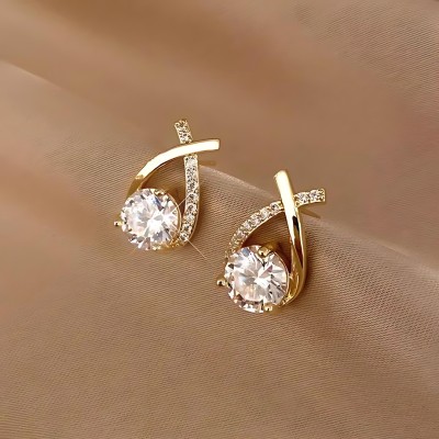 Mystic Jewels Crystal Diamond Studs for Women & Girls, Jewellery for Women Metal Stud Earring