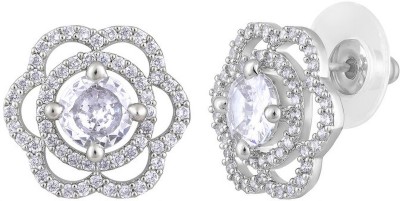 Stefan Amarican Diamond Floral Stud Earring for Women Crystal Brass Stud Earring