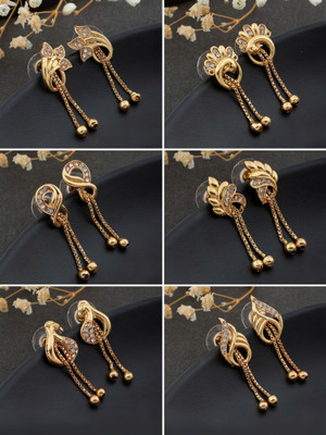 Weroxa Earrings Combo Of 6 Diamond Alloy Drops & Danglers