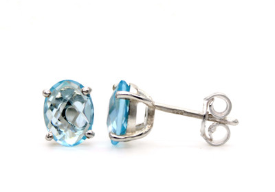 MayraCreationss STUDS Aquamarine Sterling Silver Stud Earring