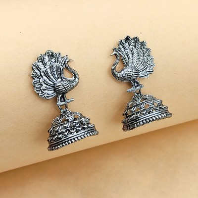 Saizen Oxidized Silver Plated peacock earring for women's and girls Alloy Jhumki Earring