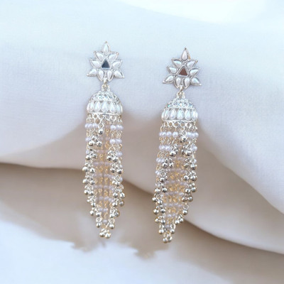 HYSHOW JEWELS Handcrafted Silver Jhumkas Traditional Jhalar Jhumkas Traditional Indian Jhumka Beads Alloy Jhumki Earring, Drops & Danglers