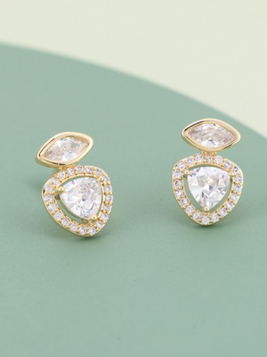 Kushal's Fashion Jewellery White Gold-Plated Party Stud Earring Zircon Copper Stud Earring