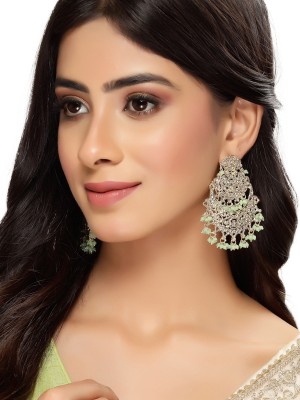 Studio Sukkhi Trendy Gold Plated With Faux Beaded Green Chandbali Earrings Alloy Chandbali Earring