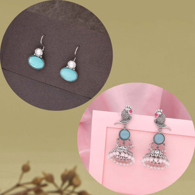 brado jewellery Silver Earring for Women & Girls Beads Brass Drops & Danglers, Stud Earring