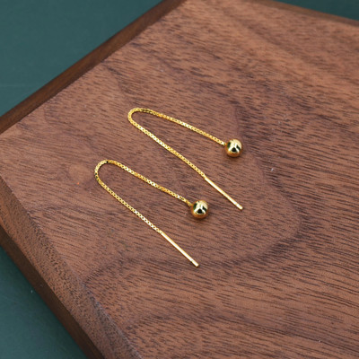 DS MRT Gold Plated Gold Ball Sui Dhaga Needle Thread Earrings Alloy Ear Thread