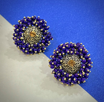 MONKDECOR Trendy Fancy Bouquet Tops Artificial Beads Alloy Stud Earring