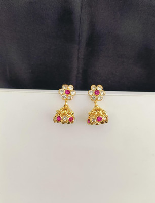 KAKOSHI IMITATION WOMEN JHUMKHAS Ruby, Diamond Brass Jhumki Earring