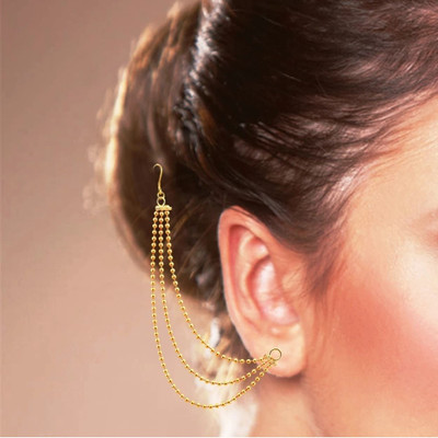 RENU CREATION Golden Jhumka Ear Chain Hair Accessory For Girls For Wedding / Fancy Party wear Alloy Clip-on Earring