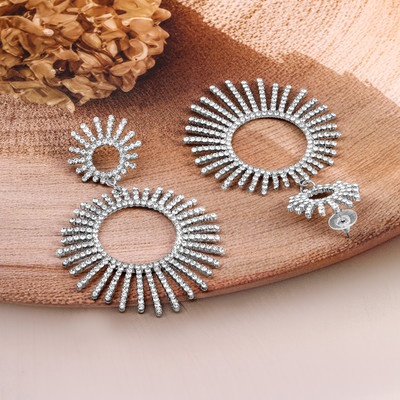RUBANS Rubans Silver-Plated Crystal Stone Studded Drop Earrings Brass Drops & Danglers