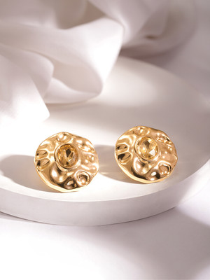 Rubans Voguish Rubans Voguish Gold-Plated Kundan-Studded Circular Studs Earrings Brass Stud Earring