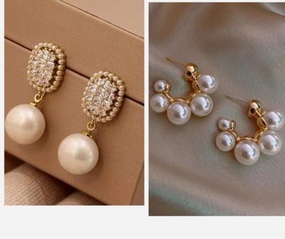 AAVIRA Western Wear Stylish Trending Combo Pack Of 2 Korean
Earrings Fl Brass Hoop Earring