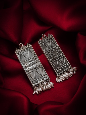 Vermont Classy Latest Oxidised Silver Plated Earrings for Women And Girls Alloy Stud Earring