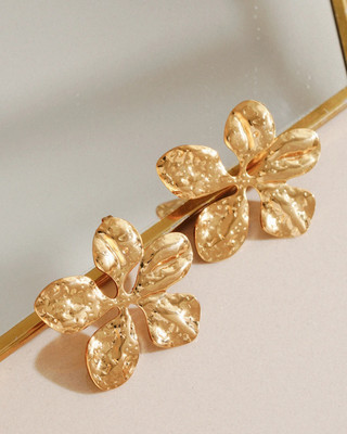 Lady Raiment Gold Plated Floral Shape Stainless Steel Antitarnish Hoop Stud Earring Stainless Steel Stud Earring