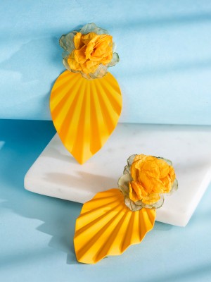 YELLOW CHIMES Yellow Chimes Orange Drop Earrings for Girls Brass Drops & Danglers