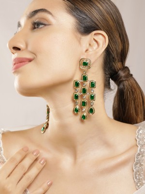 RUBANS 22K Gold Plated Cubic Zirconia Alloy Drops & Danglers