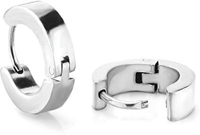 Heer Collection Silver Color Hoop Earrings - 1 Pair Stainless Steel Stud Earring, Clip-on Earring, Earring Set, Magnetic Earring