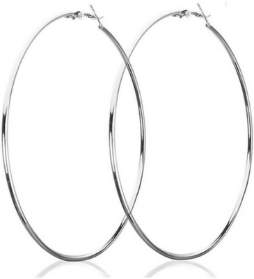 Saizen new_earring_Silver Loop 5.7 CM Crystal Brass Hoop Earring Metal Hoop Earring