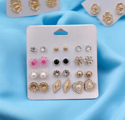 King's Villa .1Classic Alloy Stud Earrings Pack Of 12 Alloy Stud Earring