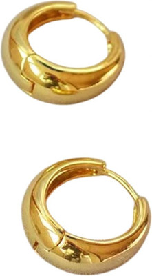 MA FASHION Unisex Gold Plated Chunky Hoop Earrings Alloy, Brass Hoop Earring