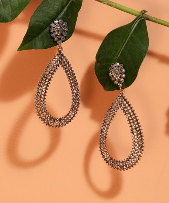 SOHI Women's Maxi Intricate Antique Teardrop Drop Earrings - Silver Alloy Drops & Danglers