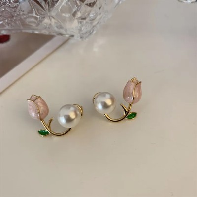 polluxcraft PolluxCraft Korean Earrings for Women and Girls |Gold Plated Pearl Earrings Beads Alloy Stud Earring