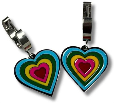 little things cut Aurora Silver Rainbow Heart Hoop Earrings for Women & Girls Alloy Hoop Earring