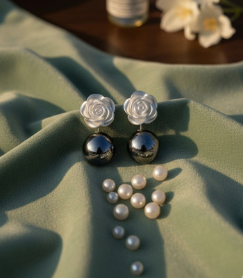 Drawingel Rose drop earrings Brass, Plastic Drops & Danglers, Earring Set