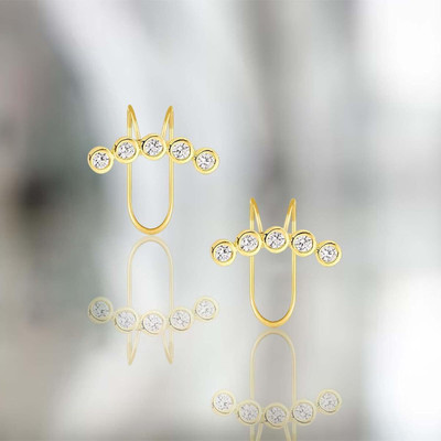 Bawree 18K Gold Plated Elegant Non Piercing Clip On Earring Crystal Metal Stud Earring