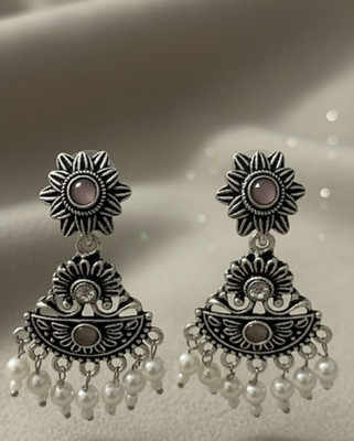 Zivaara ZIVER Jhumka Pearl Alloy Earring Set
