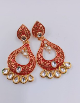 SOLAH SHRINGAR Kundan Earrings Onyx Brass Stud Earring, Drops & Danglers