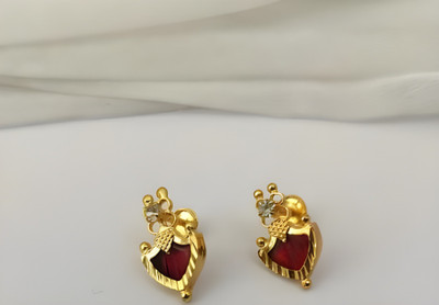 MARIGOLD MERAGOLD Red Palakka Stud Earring Copper Stud Earring