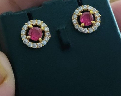 Rohit Fashion Ethnic Casual Stud Earrings For Girl's And Women's Wear Diamond Brass Stud Earring