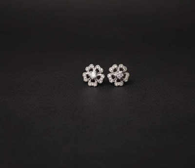 MD CREATIONS HUB Elegant White Emerald AD Stud Earrings for Women & Girls | Floral Design Cubic Zirconia Brass, Alloy Stud Earring