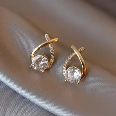 Adcraft Korean Earrings ad stone gold plated stud western earrings for girls & women Cubic Zirconia Stainless Steel, Metal Stud Earring