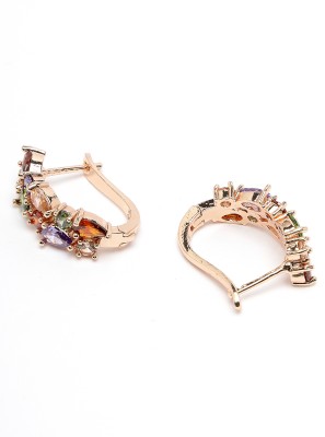 Scintillare by Sukkhi Valentine Latest Stylish Rose Gold Plated Crystals Multicolor Bali Hoop Earring Alloy Hoop Earring