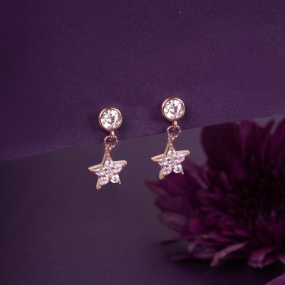 RACHIVA Stellar Rose Gold Star Zircon Drop Earrings Cubic Zirconia Sterling Silver Drops & Danglers