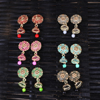 MEENAZ earrings jhumka combo jhumki ear rings women girls oxidised jhumkas traditional Beads, Pearl Alloy, Metal, Copper, Brass, Stone Chandbali Earring, Drops & Danglers, Earring Set, Jhumki Earring