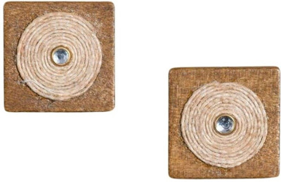Whe Square Wooden Block Studs Wood Ear Thread