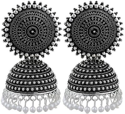 ANULOVE MORDERN BEAUTIFUL SILVER LOVELY JHUMKA FOR WOMEN & GIRLS Crystal Alloy, Brass Jhumki Earring