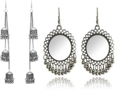 Samridhi DC Trending triple jhumki with round mirror Alloy Earring Set