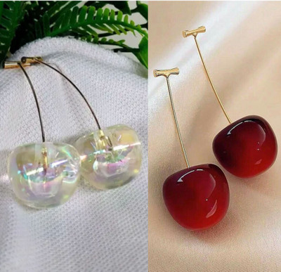 ALTRIX TRADER Luxury Cherry Drop Earrings – Red & Crystal Edition Crystal Alloy Stud Earring
