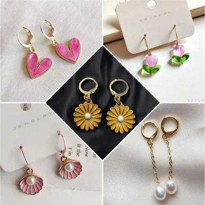 ELCETRATD JEWELLERY shimmering beautiful pack of 5 earrings combo for women and girls Cubic Zirconia Alloy Cuff Earring